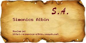 Simonics Albin névjegykártya